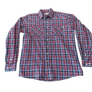 XL TALL Carhartt Blue & Red Plaid Button Down Shirt 100% Cotton